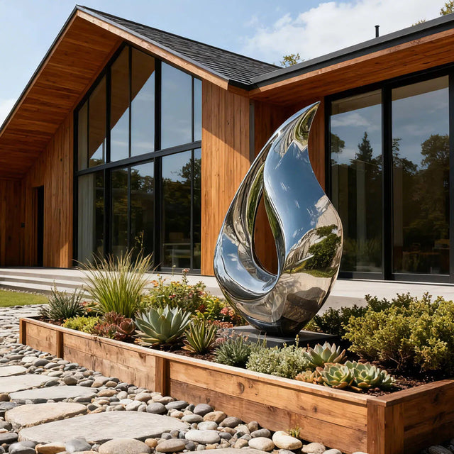 PREMIER Modern Abstract Flame Stainless Steel Sculpture Suitable for Outdoor Garden Decor PSSS-229-Stainless Steel Sculpture-PREMIER SCULPTURE