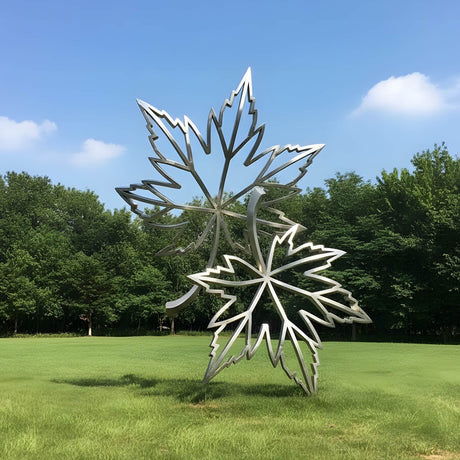 PREMIER Modern Maple Leaf Sculpture in Stainless Steel for Outdoor Garden and Park Decor PSSS-225-Stainless Steel Sculpture-PREMIER SCULPTURE