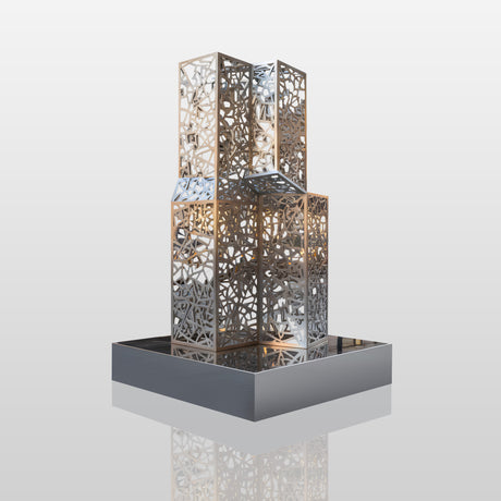 PREMIER Modern Openwork Cube Stainless Steel Sculpture with Mirror Polished Finish for Urban Plaza and Commercial Street PSSS-258-Stainless Steel Sculpture-PREMIER SCULPTURE