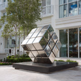 PREMIER Rubik's Cube Sculpture in Stainless Steel for Plaza or Hotel Decor PSSS-215-Stainless Steel Sculpture-PREMIER SCULPTURE
