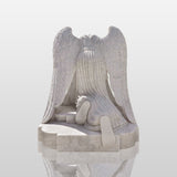 PREMIER White Marble Angel Monument Memorial Sculpture 78.7"W x 60"H x 47.3"D PSIS-004-Marble sculpture-PREMIER SCULPTURE