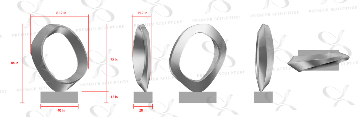 PREMIER Modern Ring Garden Sculpture PSLSS-021 with S2-2 Base-Custom Link for Tina DeBernardi