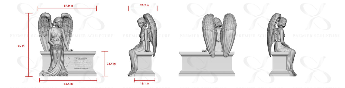 PREMIER Headstone Marble Angel Tombstone Statue for Cemetery PSM-025(Custom Design) -50% Deposit Custom Link for Tamu Green