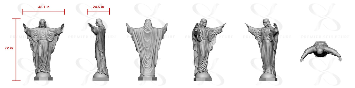 PREMIER Sacred Heart of Jesus Marble Statue for Churches, and Gardens PSM-027-Custom Link for James Cheney