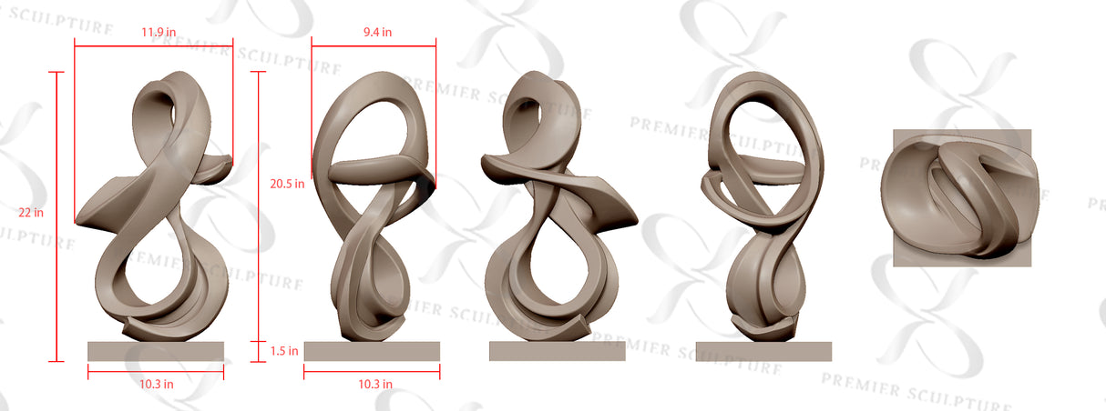 PREMIER Metallic Silver Finish Modern Infinity Loop Abstract Sculpture PSSS-028——50% Deposit payment for Stephen Hansen