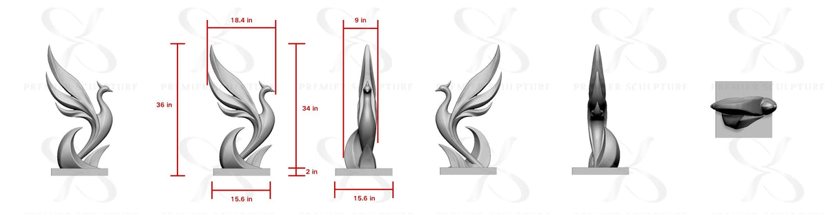 PREMIER Stainless Steel Sculpture with Phoenix Bird Design PSSS-298 —— 50% Deposit Custom Link for Kirk Anderson