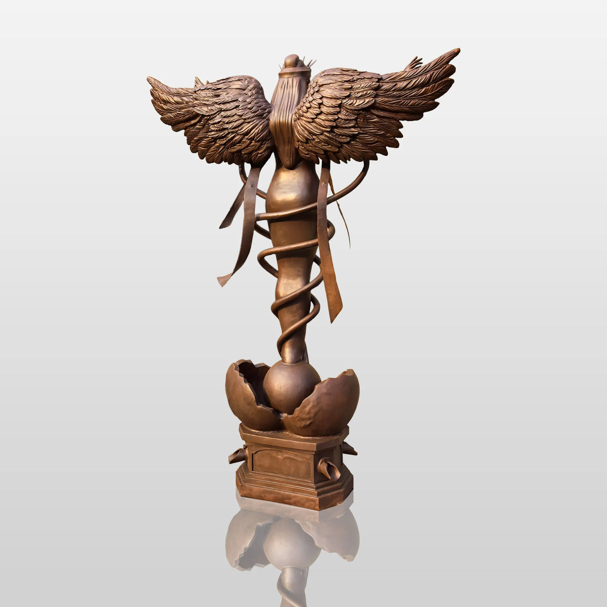 PREMIER Angel of Healing Caduceus Monumental Custom Bronze Sculpture PSB-015-Bronze Sculpture-PREMIER SCULPTURE