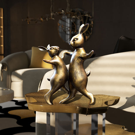 Dancing Rabbits Bronze Sculpture