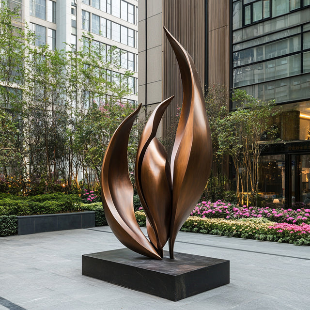 Elegant Bronze Flame Sculpture