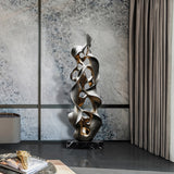 Contemporary Abstract Fluid Design Metal Sculpture 