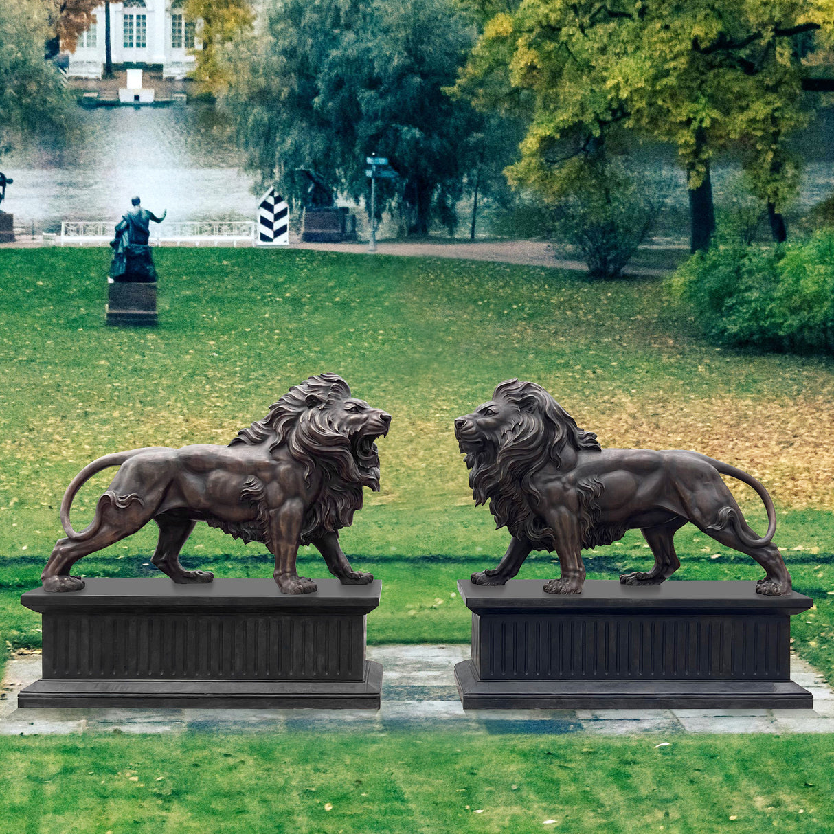 PREMIER Bronze Lion Statue Grand Guardian Sculptures for Estate Entrances PSB-065-Bronze Sculpture-PREMIER SCULPTURE