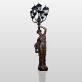 Lamp Lady Holding Candelabra Bronze Sculpture