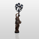 Lamp Lady Holding Candelabra Bronze Sculpture