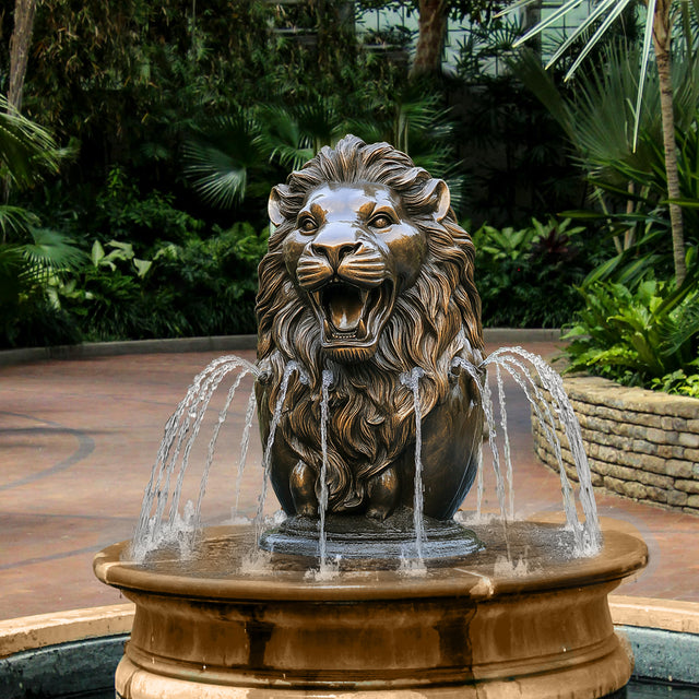 PREMIER Bronze Lion Head Sculpture Outdoor Fountain Garden Water Feature PSB-064-Bronze Sculpture-PREMIER SCULPTURE