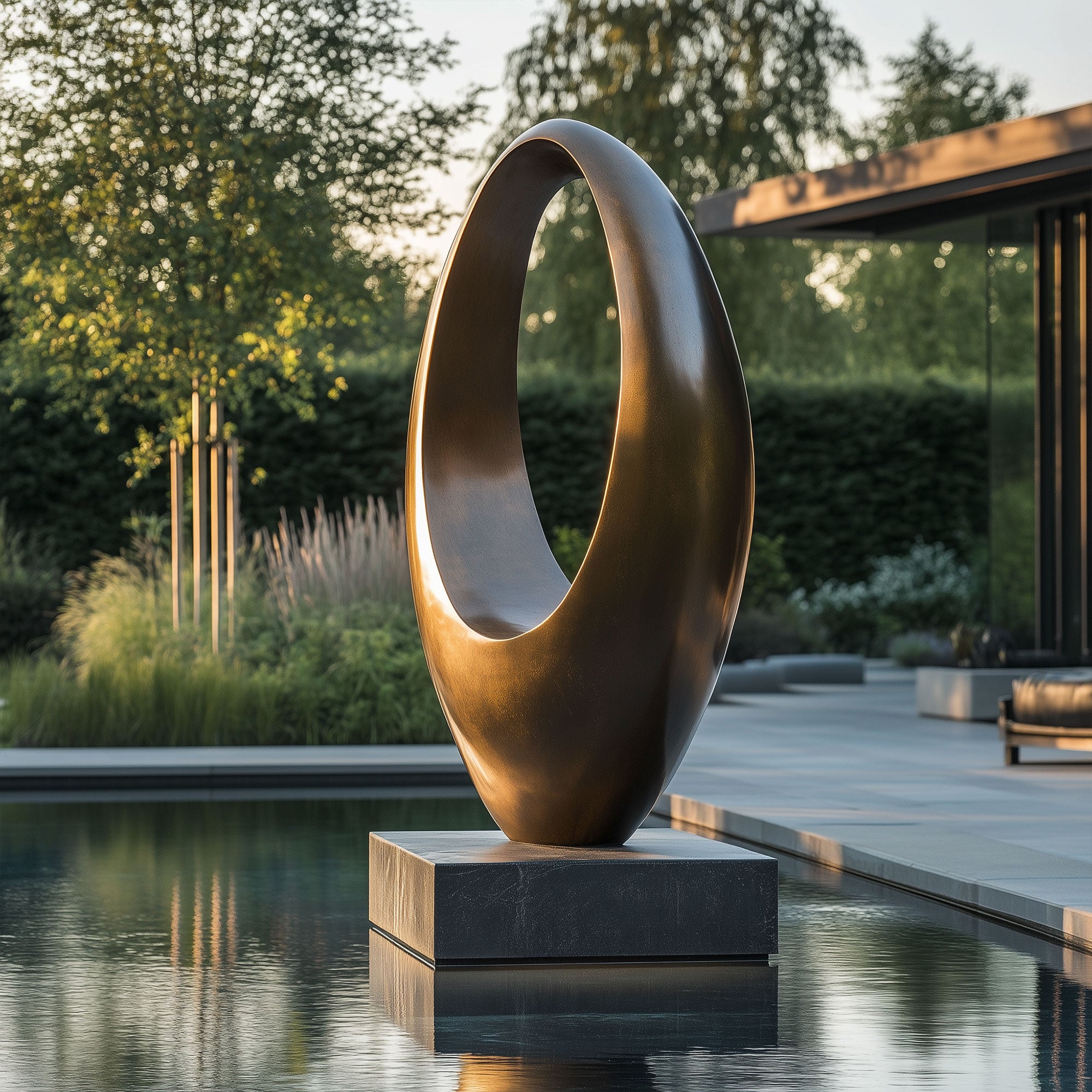 PREMIER Luxury Bronze Oval Sculpture Modern Outdoor Art for PREMIER Luxury Bronze Oval Sculpture Modern Outdoor Art for