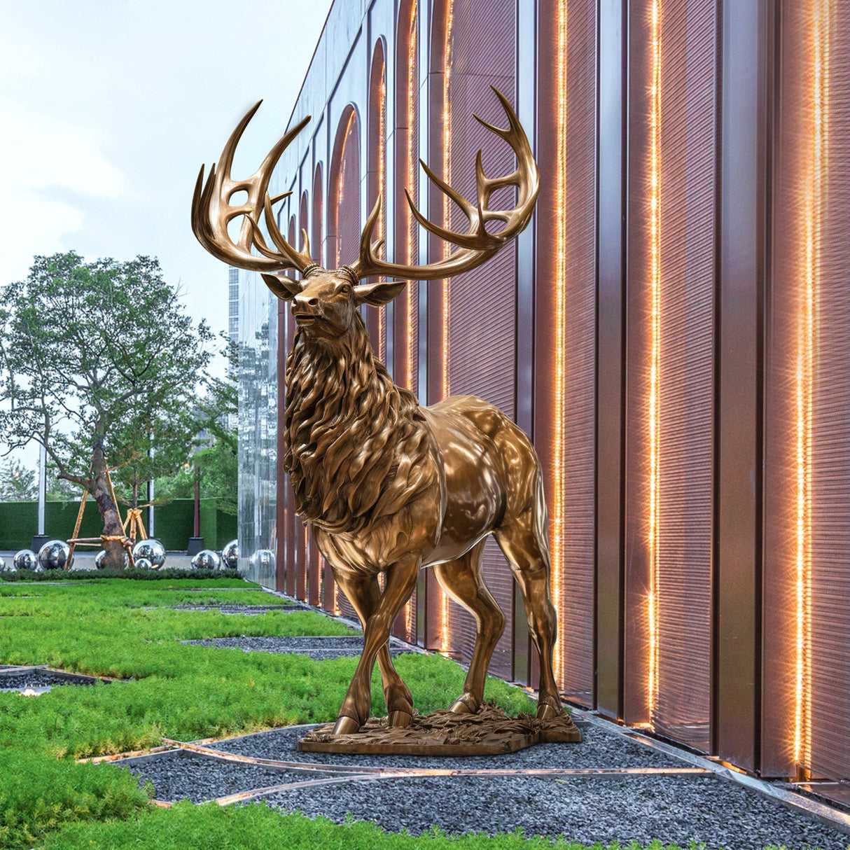 Bronze Elk Lawn Statue