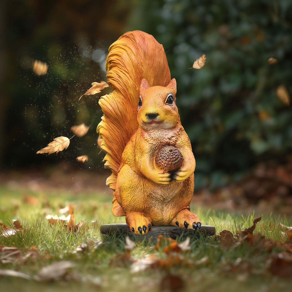 PREMIER Bronze Squirrel Garden Statue Charming Animal Sculpture Holding Acorn PSB-070-Bronze Sculpture-PREMIER SCULPTURE