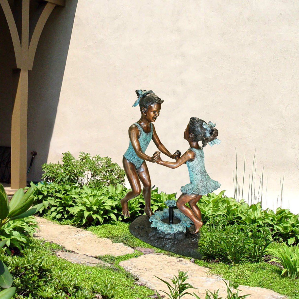 Two Dancing Girls Bronze Sculpture