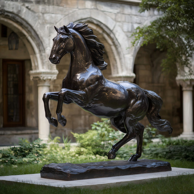 PREMIER Contemporary Rearing Horse Statue in Bronze Finish for Elegant Outdoor Display PSB-075-Bronze Sculpture-PREMIER SCULPTURE