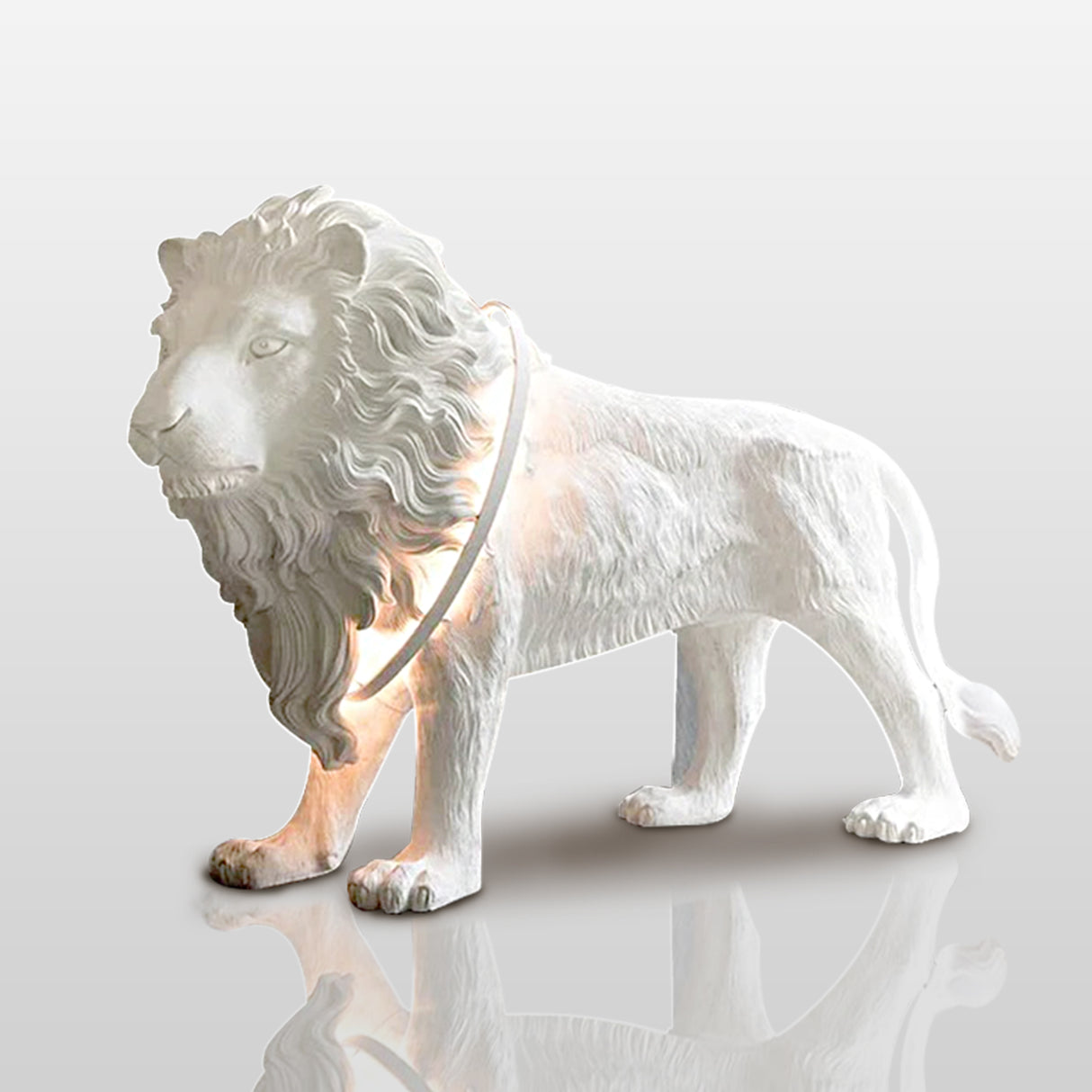 Modern Lion Fiberglass Sculpture