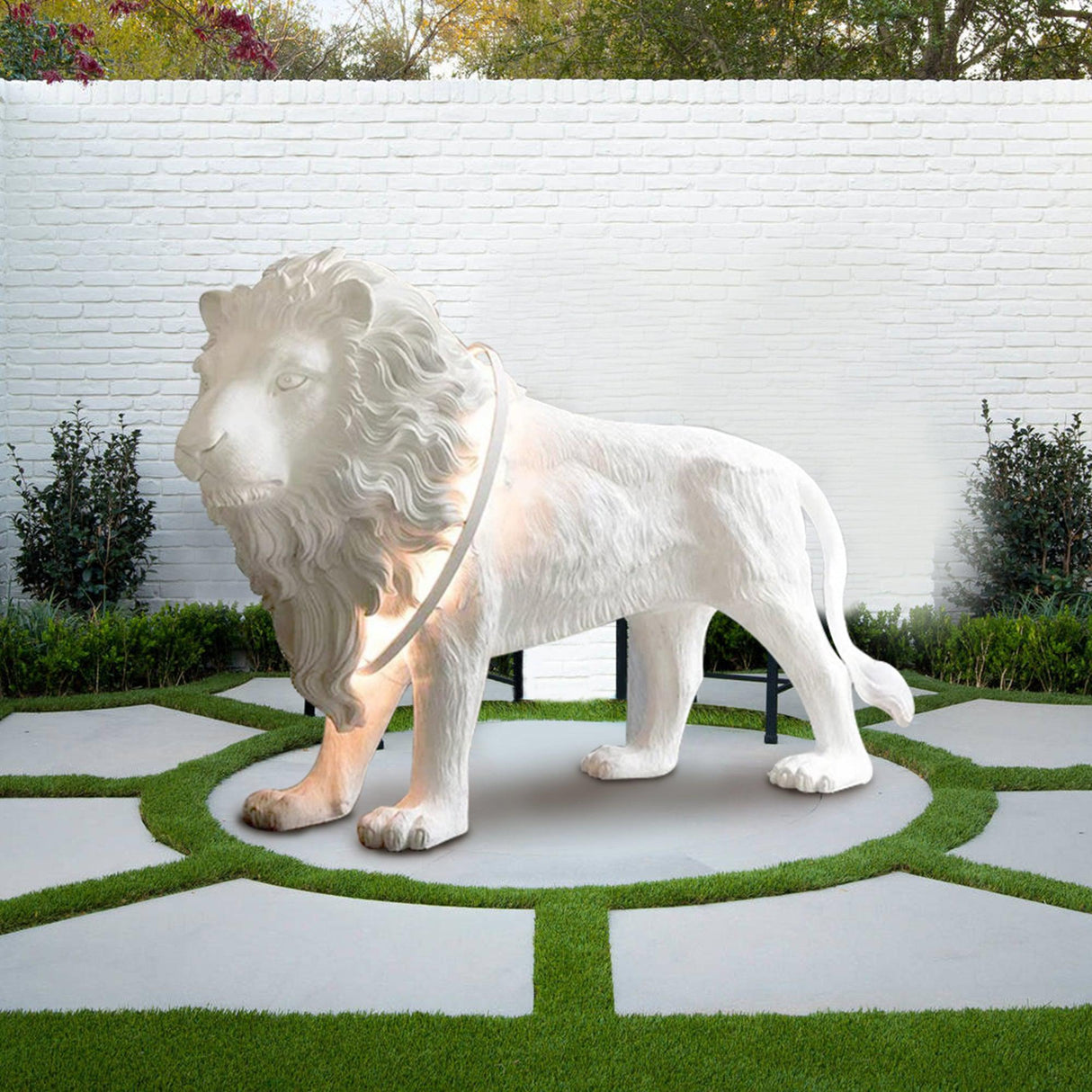 Modern Lion Fiberglass Sculpture