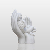 PREMIER Little Angel Marble Sculpture with Big Hand Base for Landscape Garden and Villa Backyard PSM-062-Marble sculpture-PREMIER SCULPTURE
