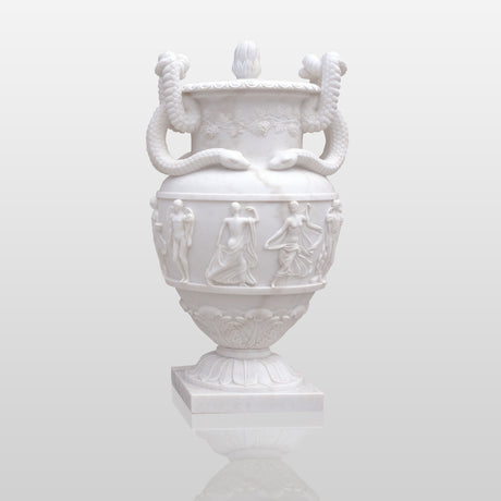 PREMIER Classical Marble Flowerpot Sculpture Ornate Garden Urn Planter for Timeless Outdoor Elegance PSM-049-Marble sculpture-PREMIER SCULPTURE