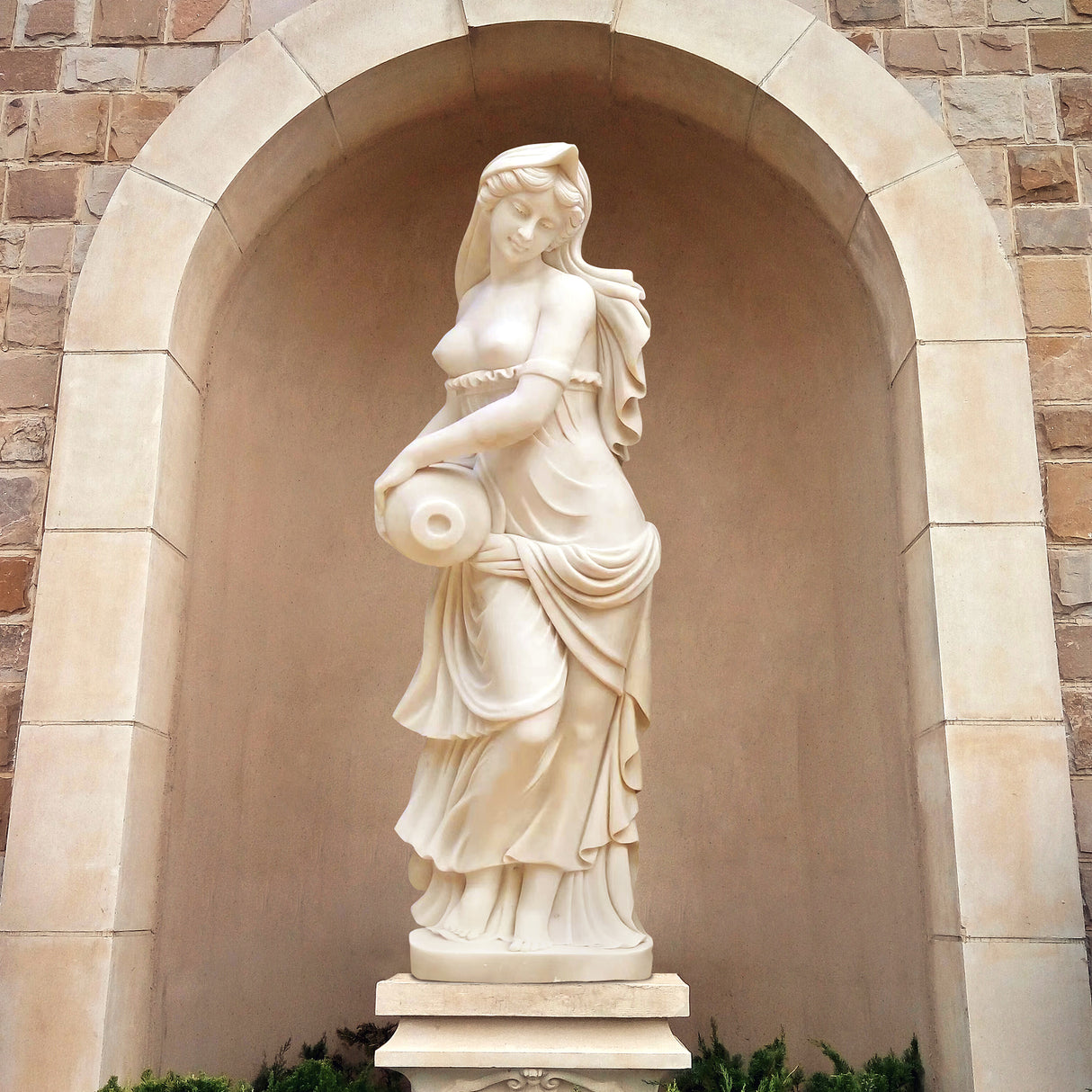 Greek Lady with Bottle Marble Sculpture