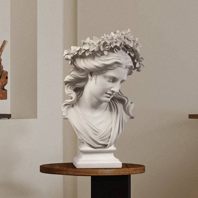 Maiden with Laurel Wreath Classical Bust 