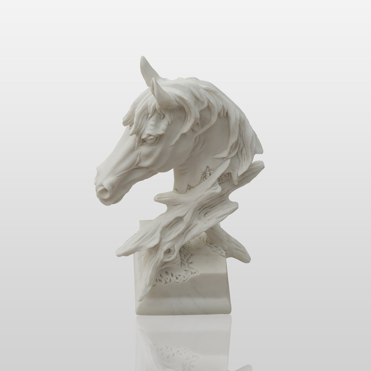 white marble horsehead sculpture