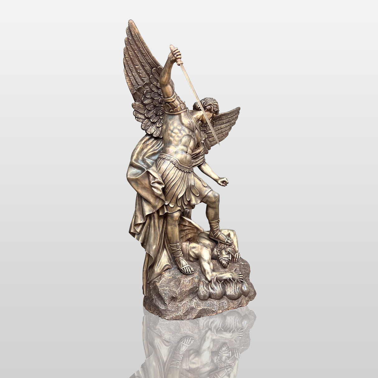 Saint Michael the Archangel Sculpture - Bronze Finish - Ideal for Gardens, Interiors, and Memorial Spaces