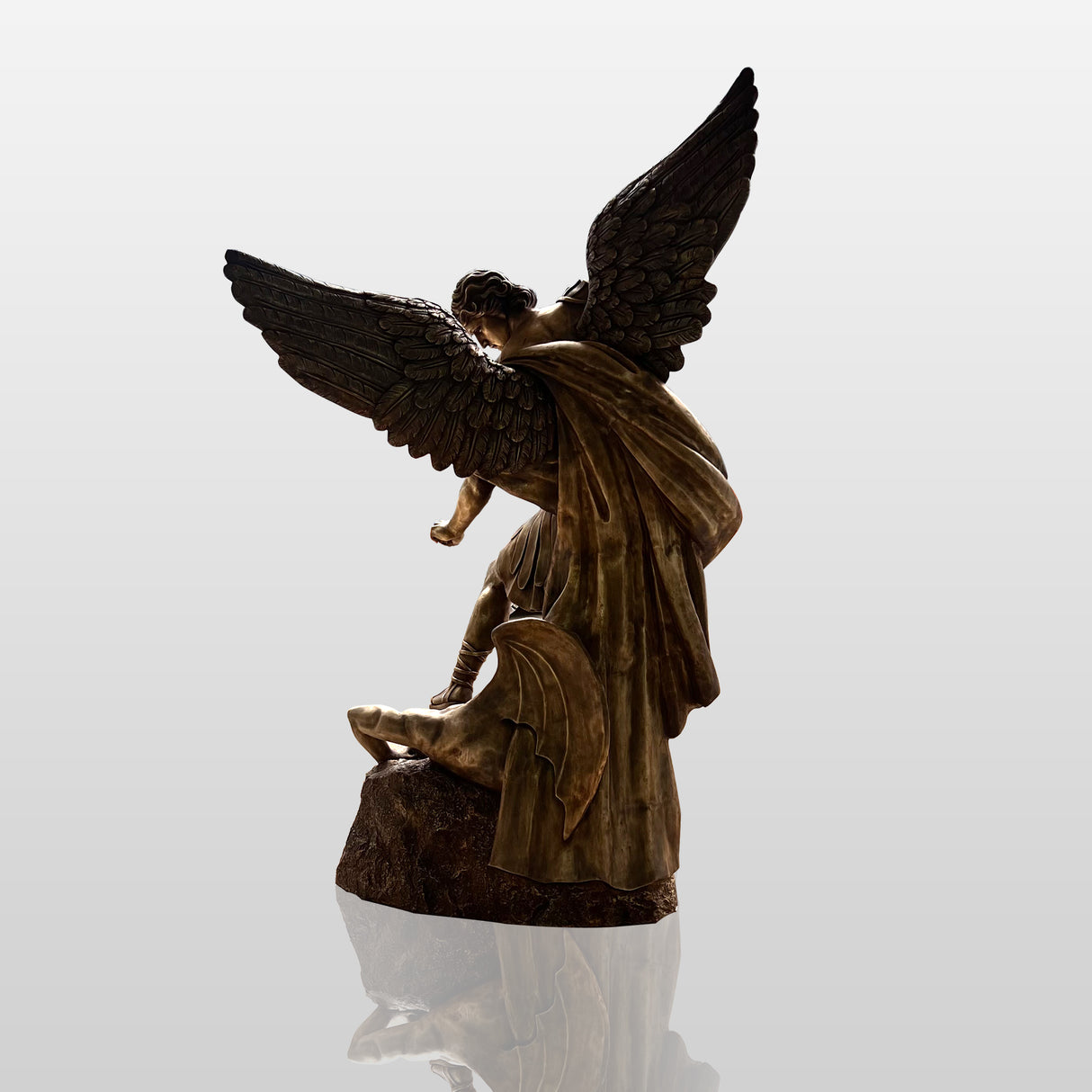 Saint Michael the Archangel Sculpture - Bronze Finish - Ideal for Gardens, Interiors, and Memorial Spaces