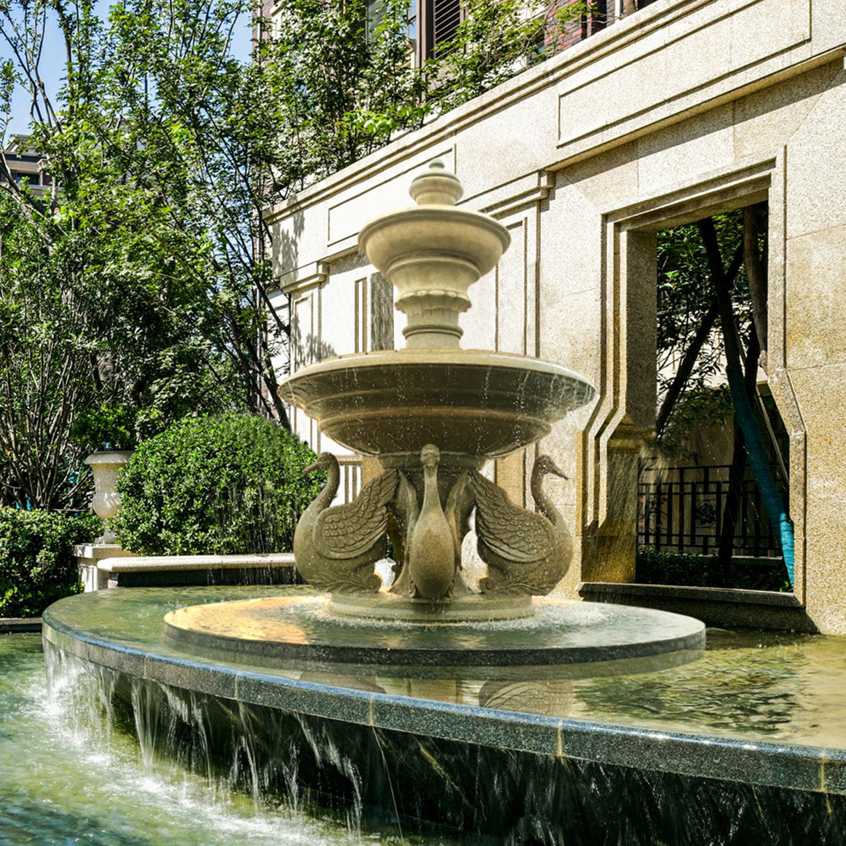 Marble Swan Fountain Sculpture