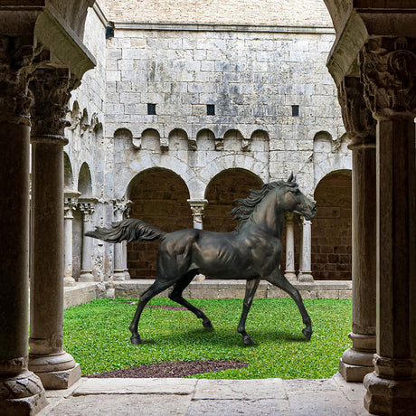 PREMIER Regal Running Horse Sculpture Bronze Animal Artwork for Courtyards, Gardens and Historic Estates PSB-074-Bronze Sculpture-PREMIER SCULPTURE