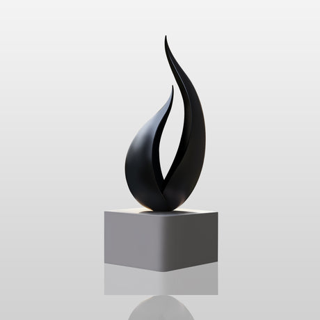 Modern Abstract Black Flame Sculpture