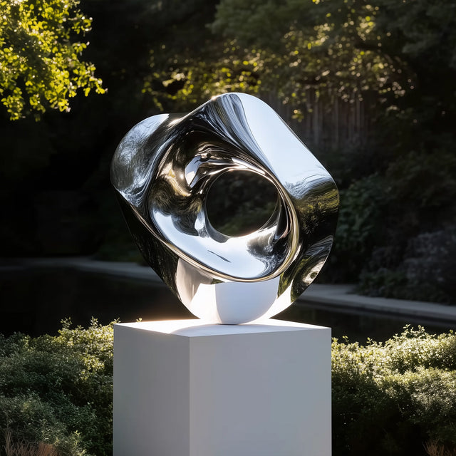 Curved Contemporary Outdoor Stainless Steel Sculpture