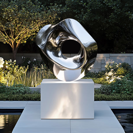 Curved Contemporary Outdoor Stainless Steel Sculpture
