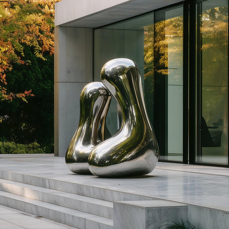 PREMIER Embrace Abstract Sculpture Polished Stainless Steel Abstract Modern Sculpture for Courtyards, Entrances & Modern Landscapes PSSS-098-Stainless Steel Sculpture-PREMIER SCULPTURE