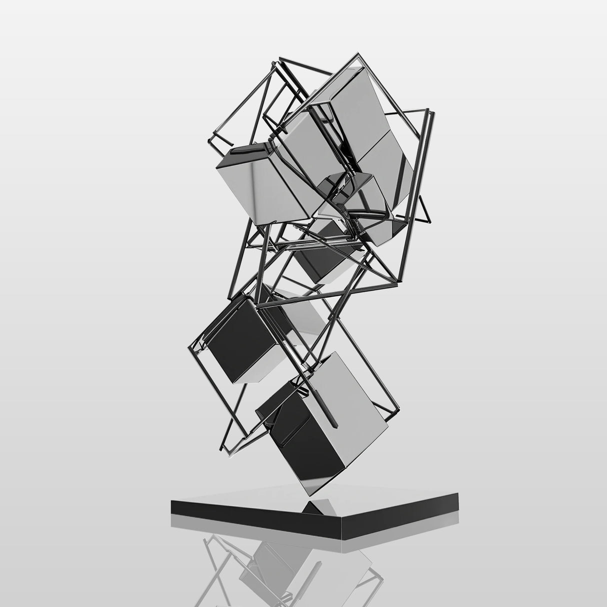 Stainless Steel Suspended Geometric Cube Art Sculpture