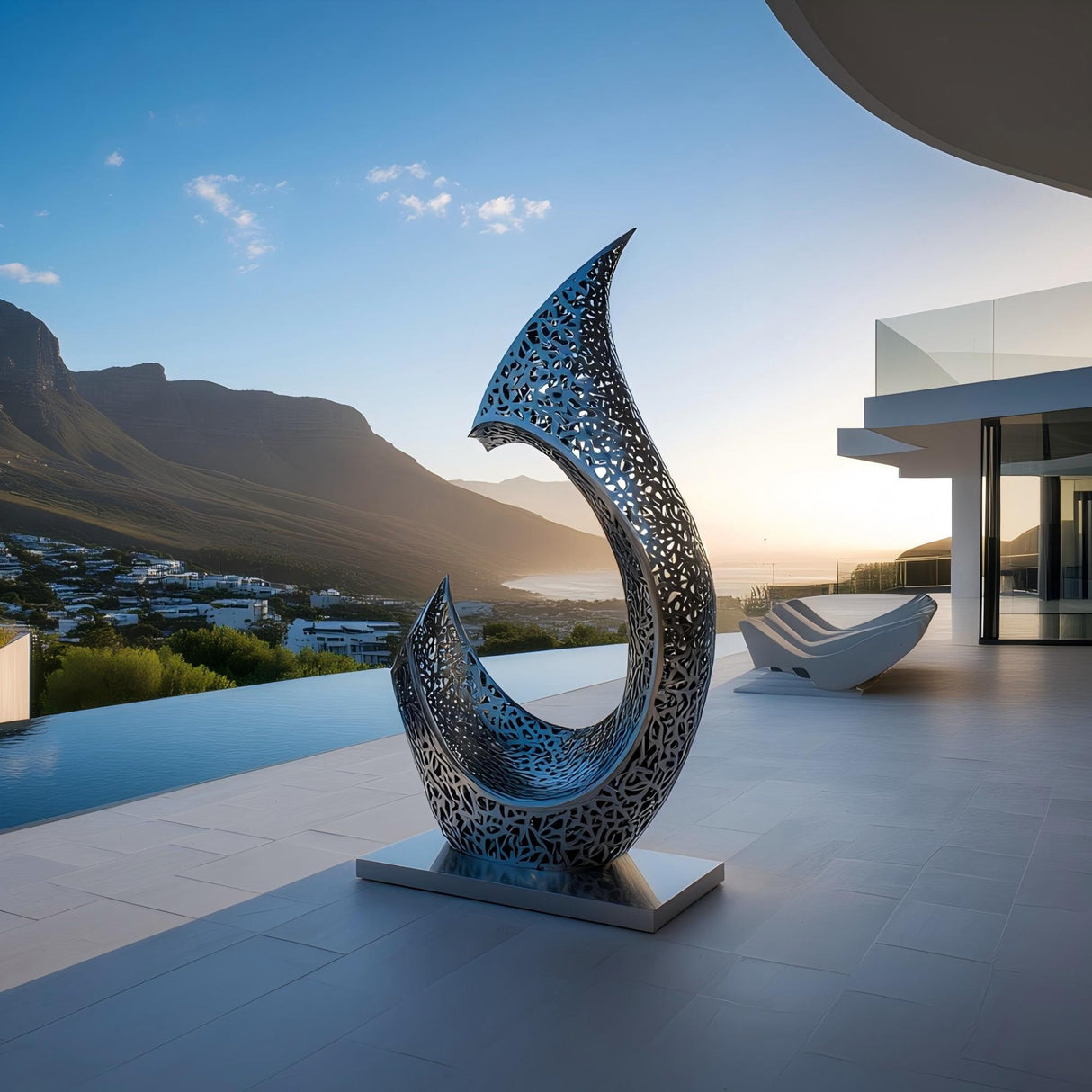 PREMIER Hollow Drop Sculpture Modern Stainless Steel Sculpture for Luxury Outdoor Spaces PSSS-101-Stainless Steel Sculpture-PREMIER SCULPTURE