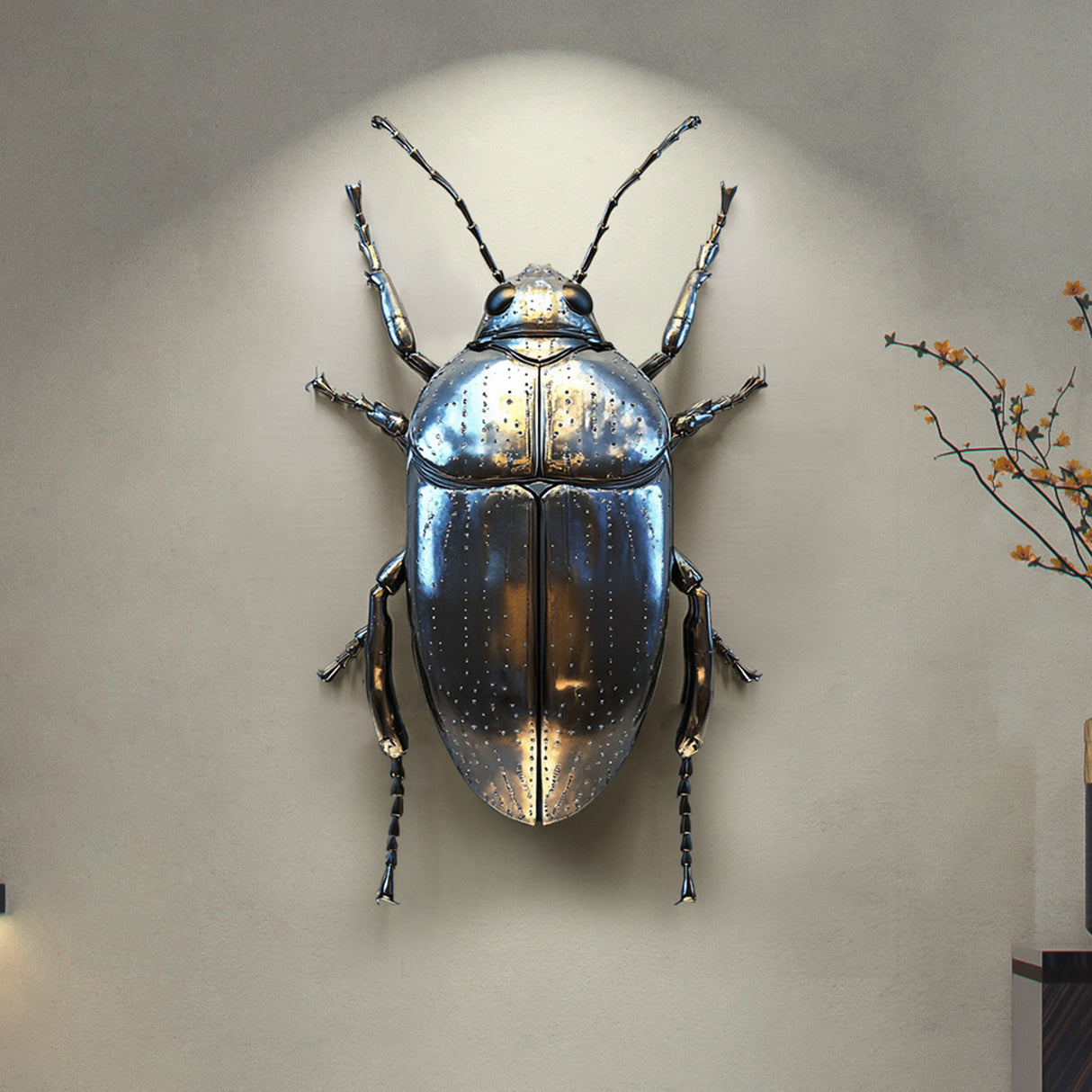 Large Art Metallic Beetle Wall Sculpture