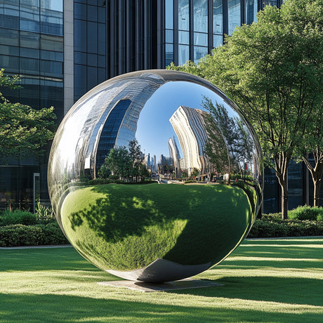 PREMIER Mirror Polished Steel Sphere Modern Outdoor Landmark Sculpture PSSS-077-Stainless Steel Sculpture-PREMIER SCULPTURE