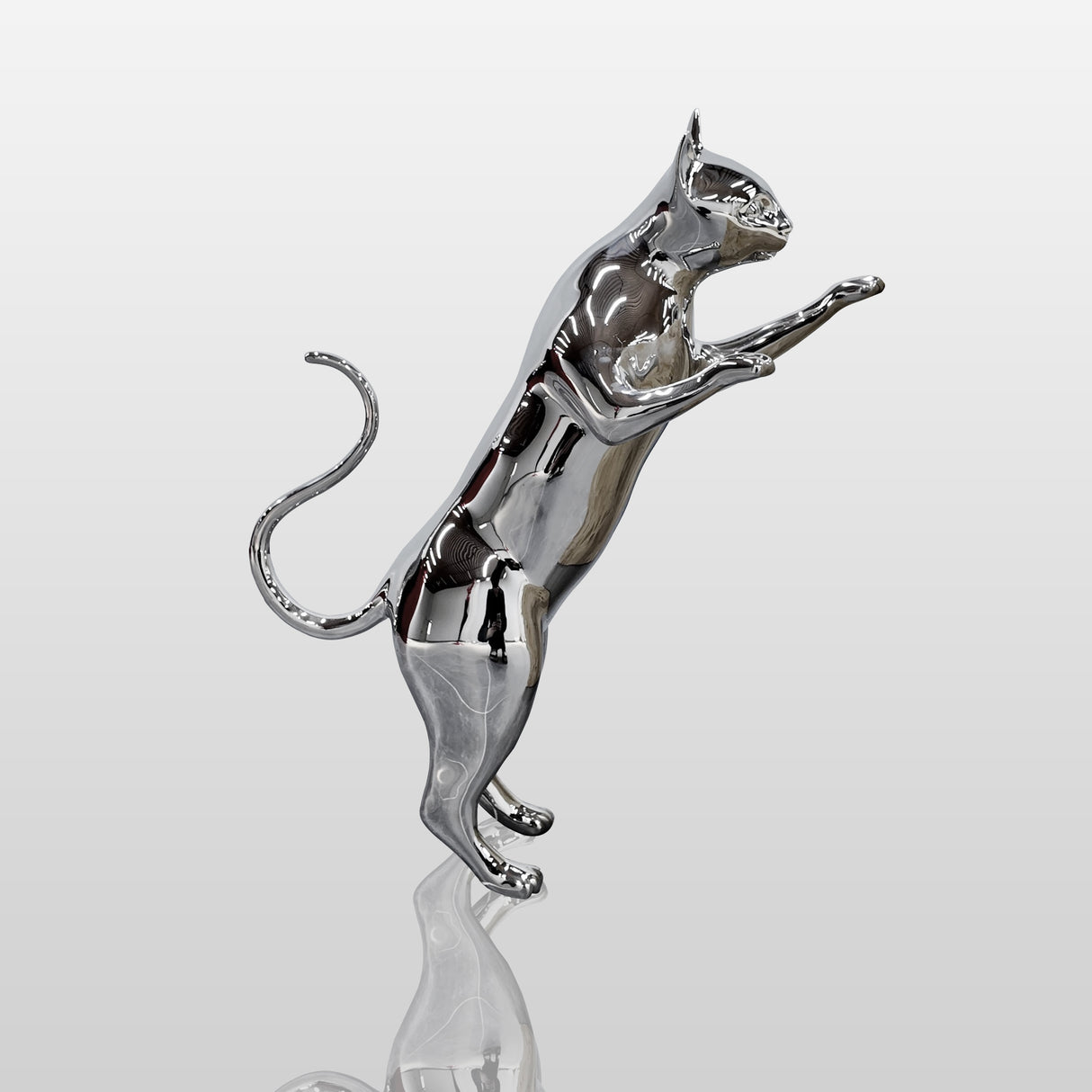 PREMIER Modern Animal Sculpture Contemporary Stainless Steel Cat Art Statue PSSS-088-Stainless Steel Sculpture-PREMIER SCULPTURE