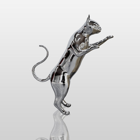 PREMIER Modern Animal Sculpture Contemporary Stainless Steel Cat Art Statue PSSS-088-Stainless Steel Sculpture-PREMIER SCULPTURE