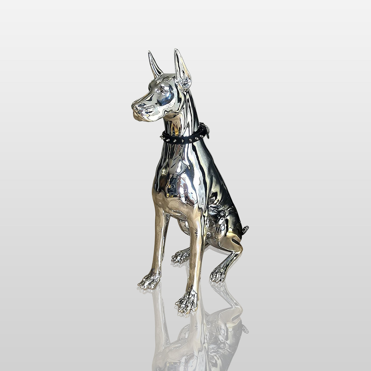 Stainless Steel Doberman Pinscher Dog Sculpture