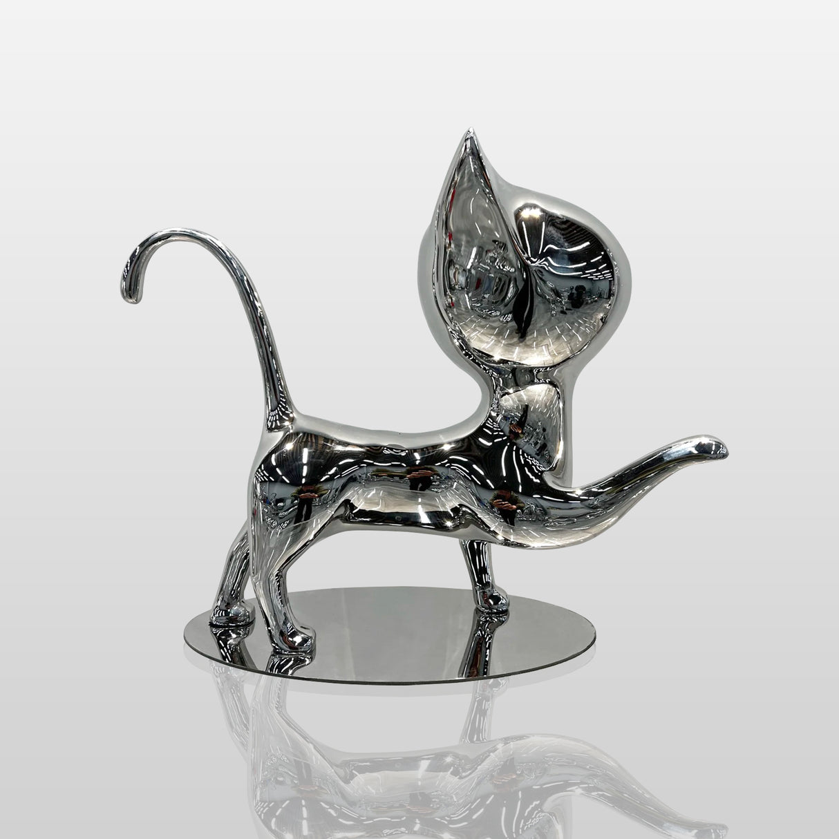 PREMIER Stainless Steel Cat Sculpture Contemporary Animal Statue for Garden & Entryway PSSS-087-Stainless Steel Sculpture-PREMIER SCULPTURE