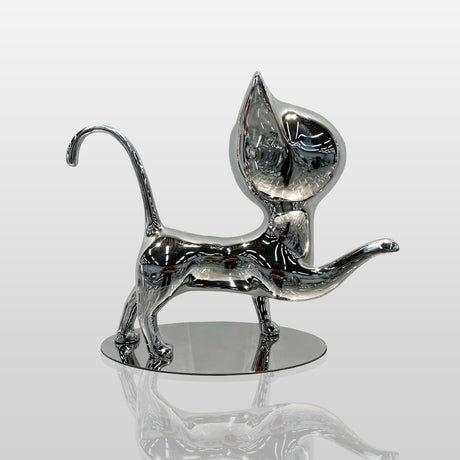 PREMIER Stainless Steel Cat Sculpture Contemporary Animal Statue for Garden & Entryway PSSS-087-Stainless Steel Sculpture-PREMIER SCULPTURE