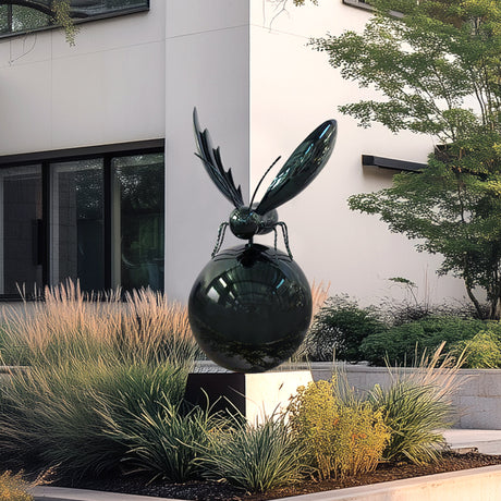 PREMIER Polished Stainless Steel Insect Sculpture Modern Wasp Garden Art for Outdoor Display PSSS-086-Stainless Steel Sculpture-PREMIER SCULPTURE