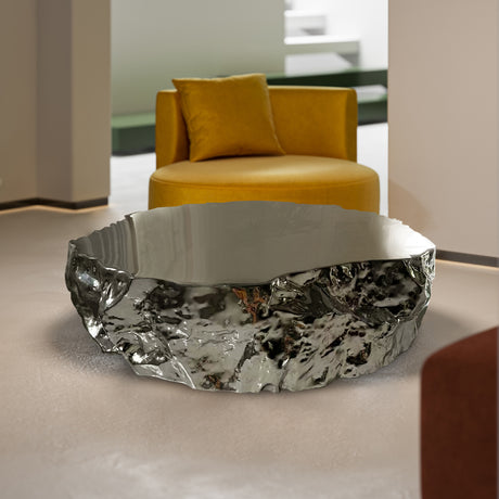 Contemporary Polished Metal Sculptural Coffee Table 