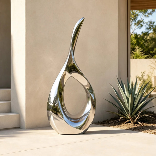 Premier Hollow Teardrop Sculpture in Polished Stainless Steel for Home Garden, Backyard or Town Plaza PSSS-348-Stainless Steel Sculpture-PREMIER SCULPTURE